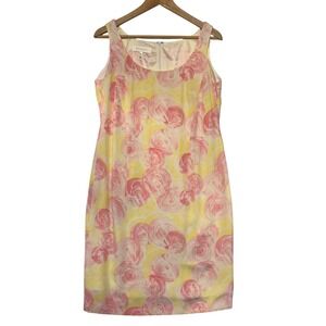 Escada Pink Floral 100% Silk Sheath Dress Feminine Romantic Size 40 (10) Womens